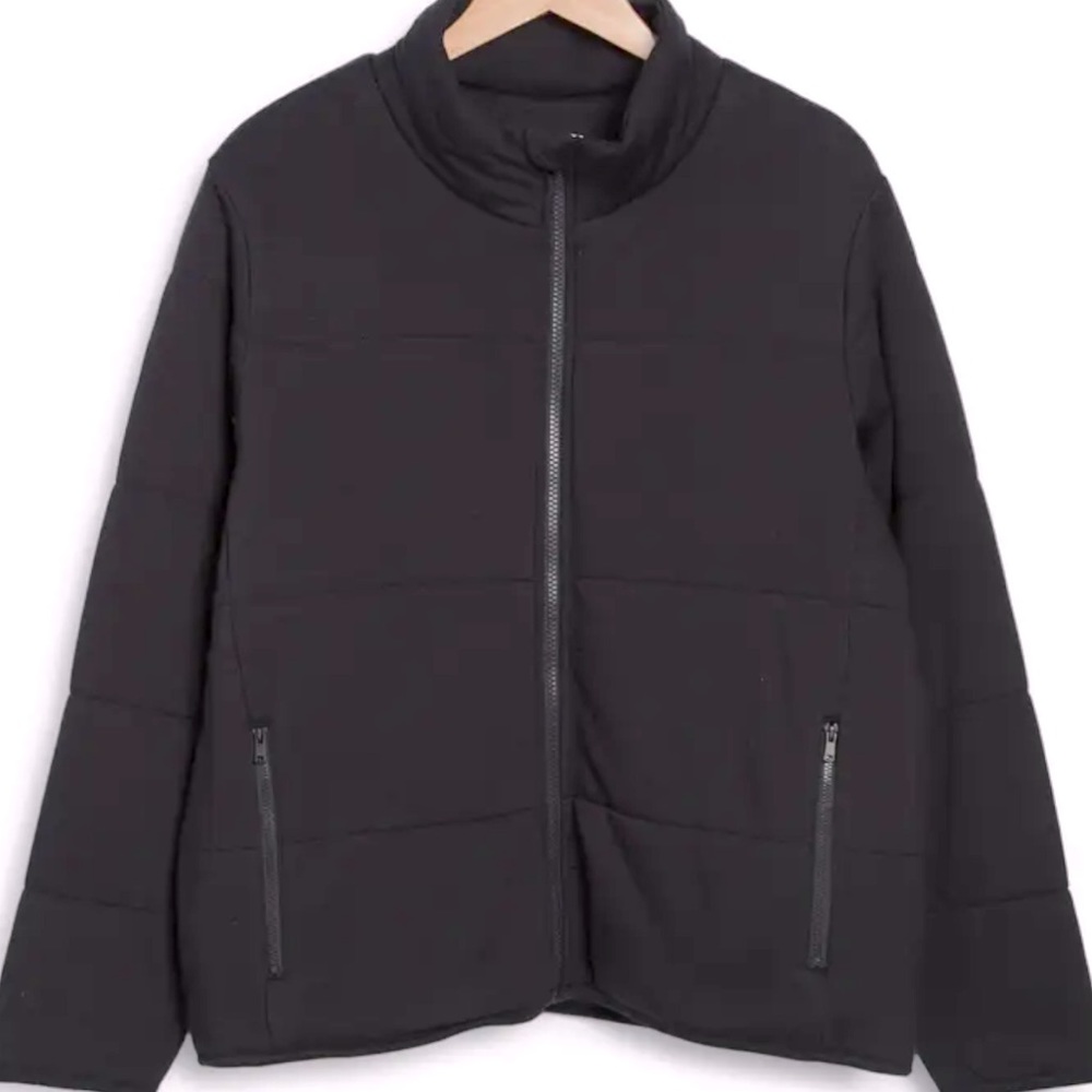Three Dots jacket women’s quilted black short jacket full zip Size M